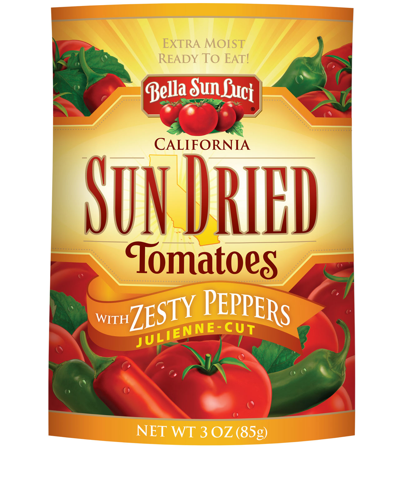 Sun Dried Tomatoes Julienne-Cut with Zesty Peppers (Resealable Pouch)