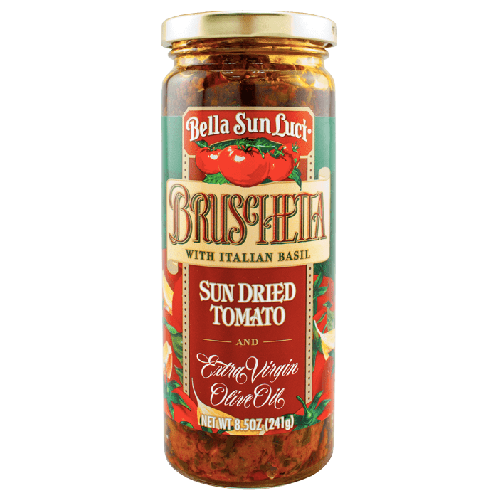 Bruschetta with Italian Basil Sun Dried Tomato and Extra Virgin Olive Oil 8.5 oz. product image