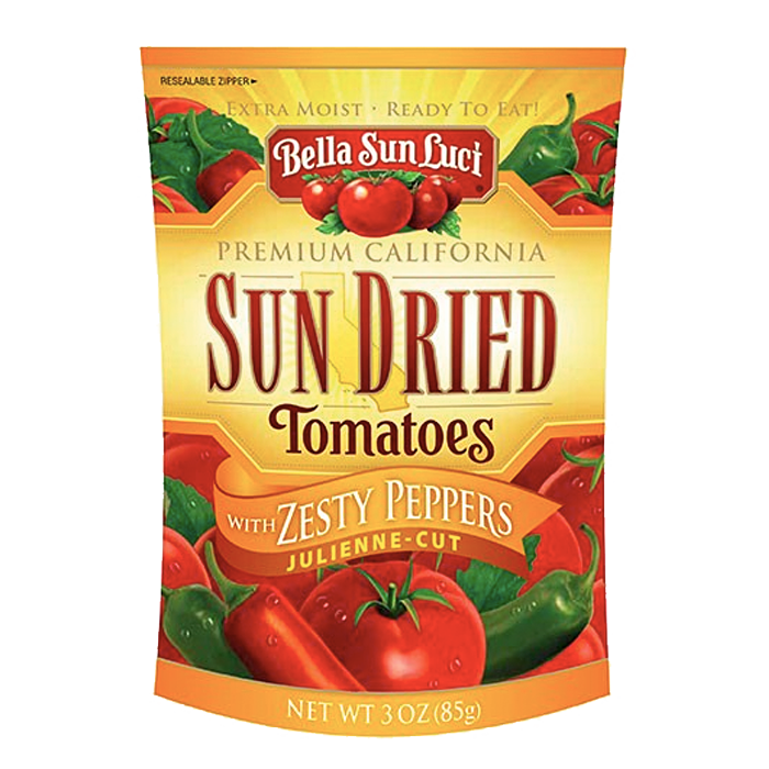 Sun Dried Tomatoes Julienne-Cut with Zesty Peppers (Resealable Pouch) product image