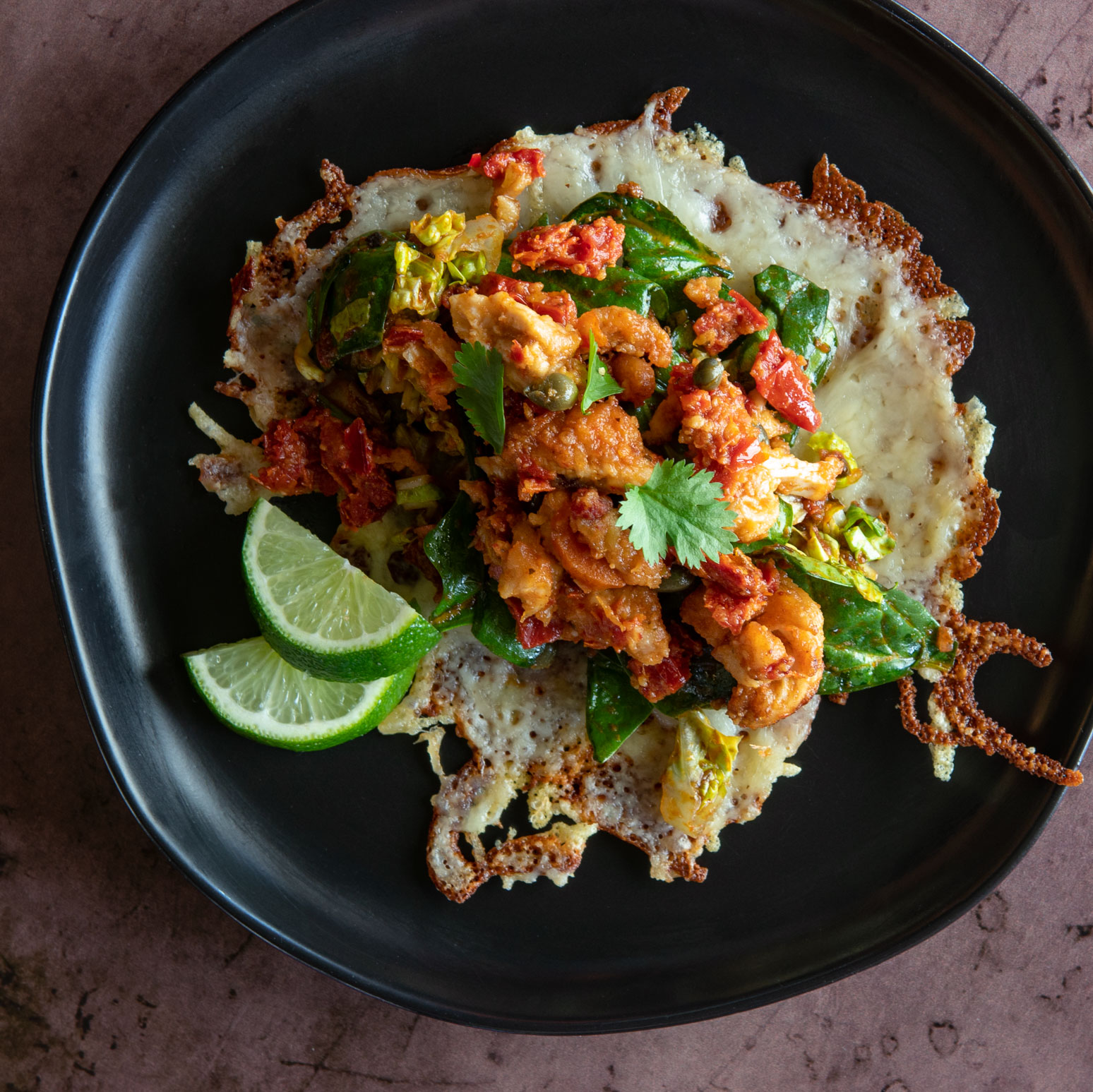 Spicy Chicken & Sun Dried Tomato Piccata Stuffed Cacio e Pepe Tacos