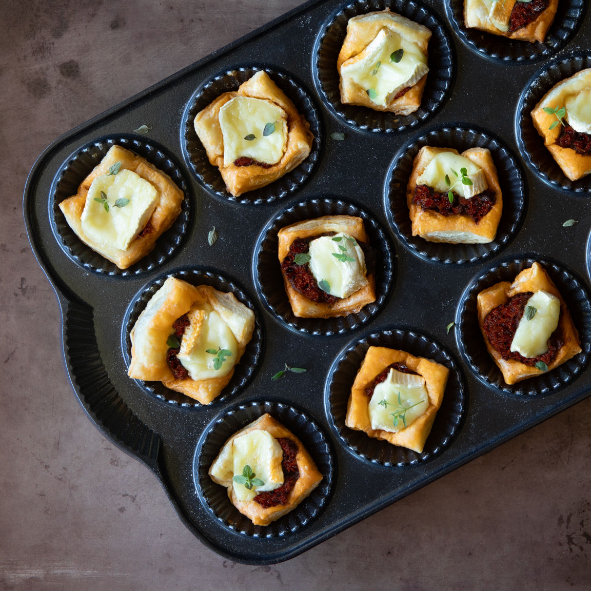  Sun Dried Tomato Pesto Brie Pastry Bites