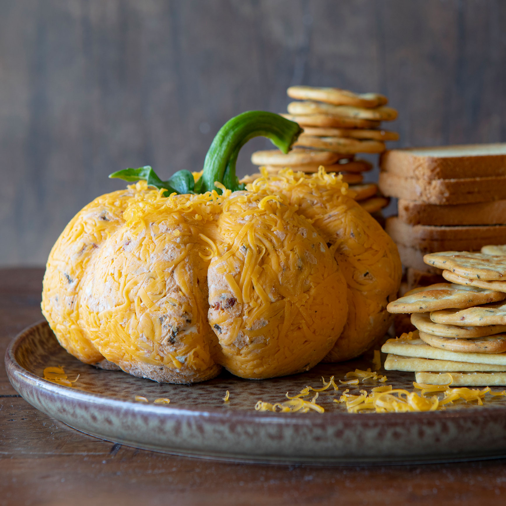 Sun Dried Tomato Pumpkin Shaped Cheese Ball