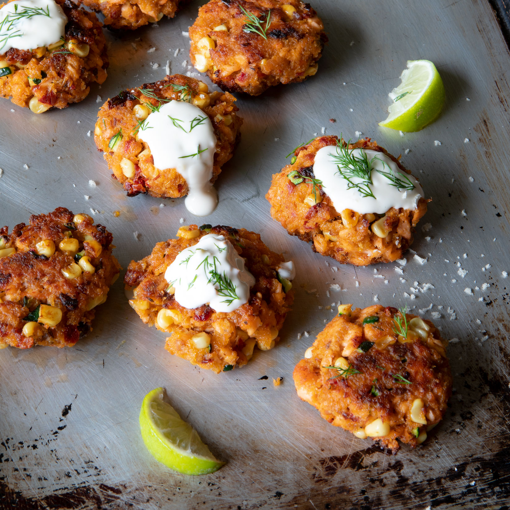 Recipe: Salmon Burgers & Aioli with Corn, Arugula & Fresh Oregano