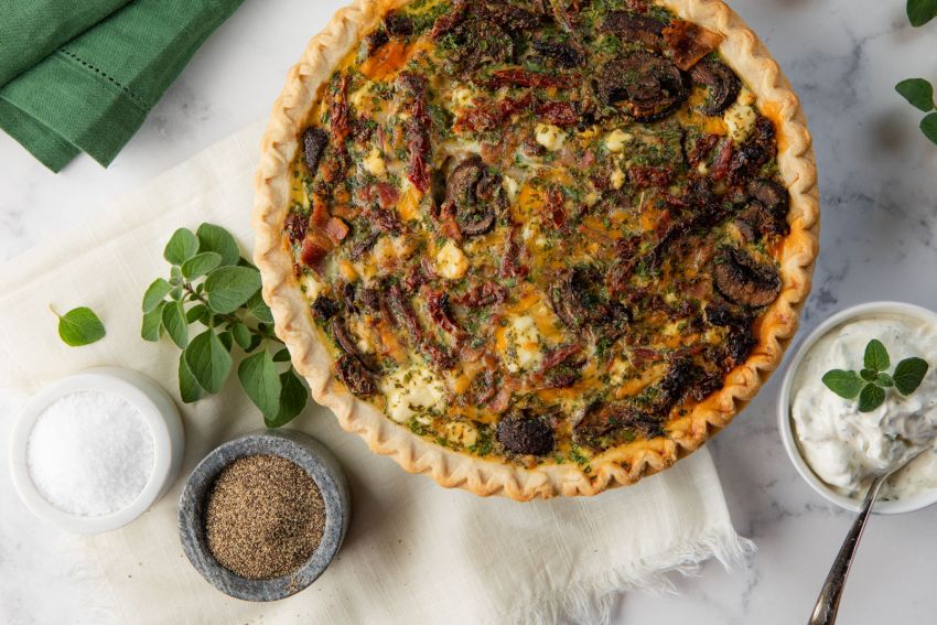 Greek Bacon, Feta, and Sun Dried Tomato Quiche | Bella Sun Luci