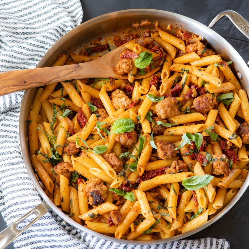 Tuscan Penne with Sun-Dried Tomatoes and Kale - Sweet Cs Designs