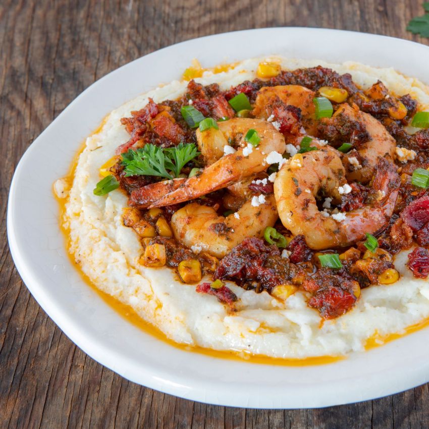 Sun Dried Tomato Smoky Chipotle Shrimp and Cotija Grits | Bella Sun Luci