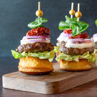 Mini Caprese Burger Skewers