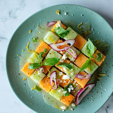 Cantaloupe Cucumber Checkerboard Bites