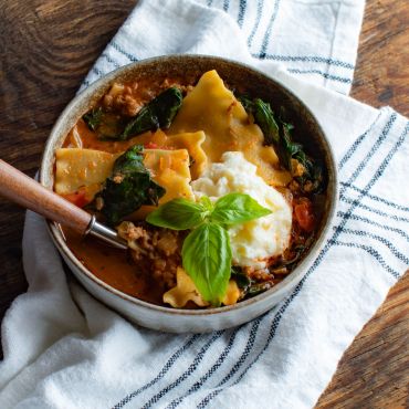 Tomato Artichoke Lasagna Soup