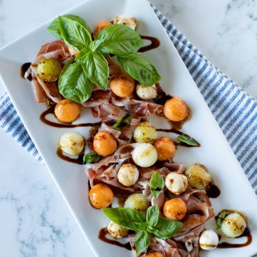 Melon Caprese with Prosciutto & Balsamic