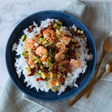 Summer Sun Dried Tomato Shrimp Succotash