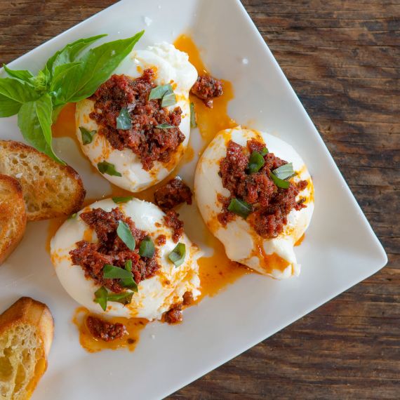 Sun Dried Tomato Topped Burrata Spread | Bella Sun Luci