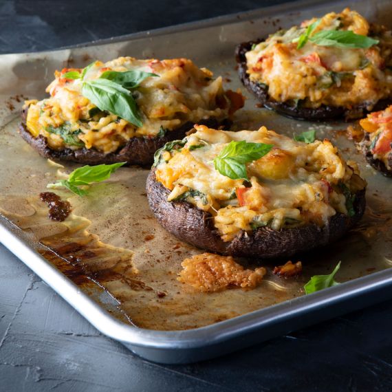 Portobello Mushroom Cap Baked with Sun Dried Tomato Risotto | Bella Sun ...