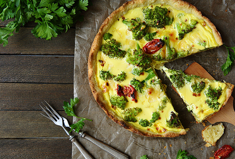 Broccoli and Sun Dried Tomato Quiche